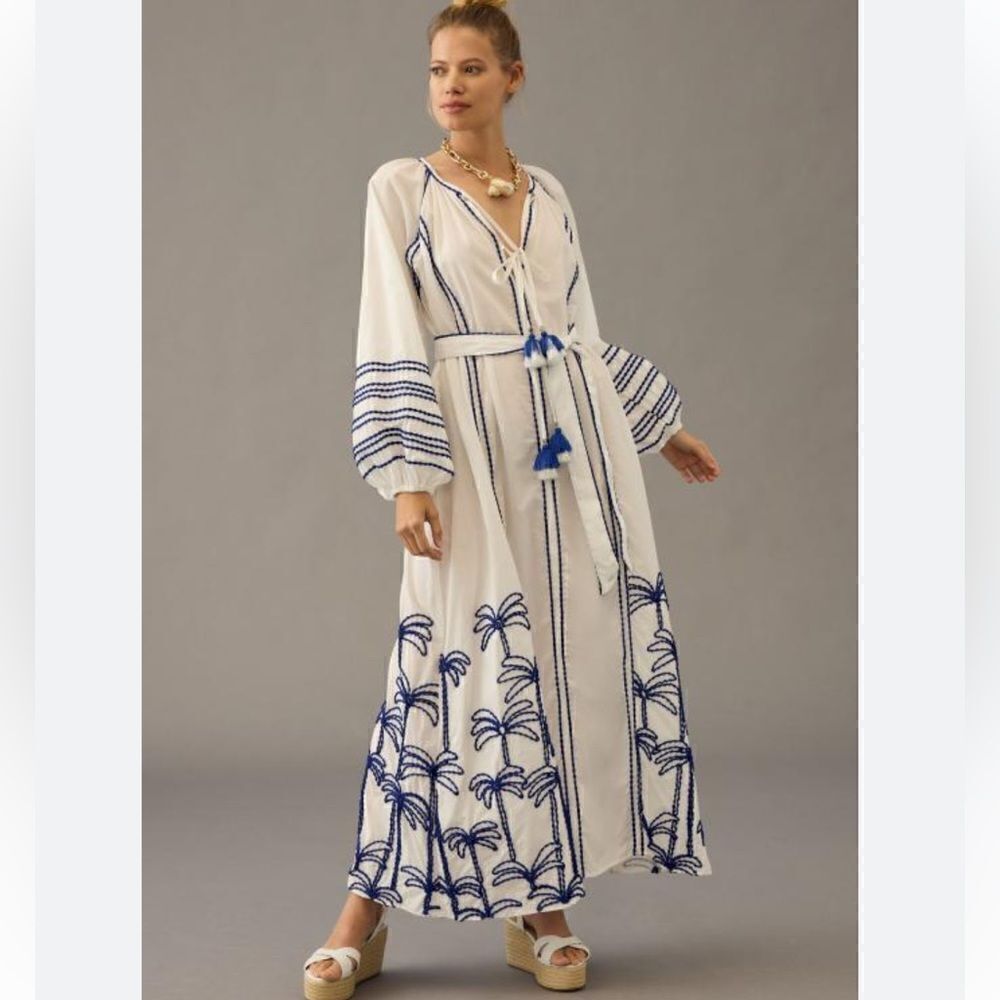 NWT LACE THE LABEL EMBROIDERED PEASANT DRESS Anthropologie Medium - Picture 12 of 16